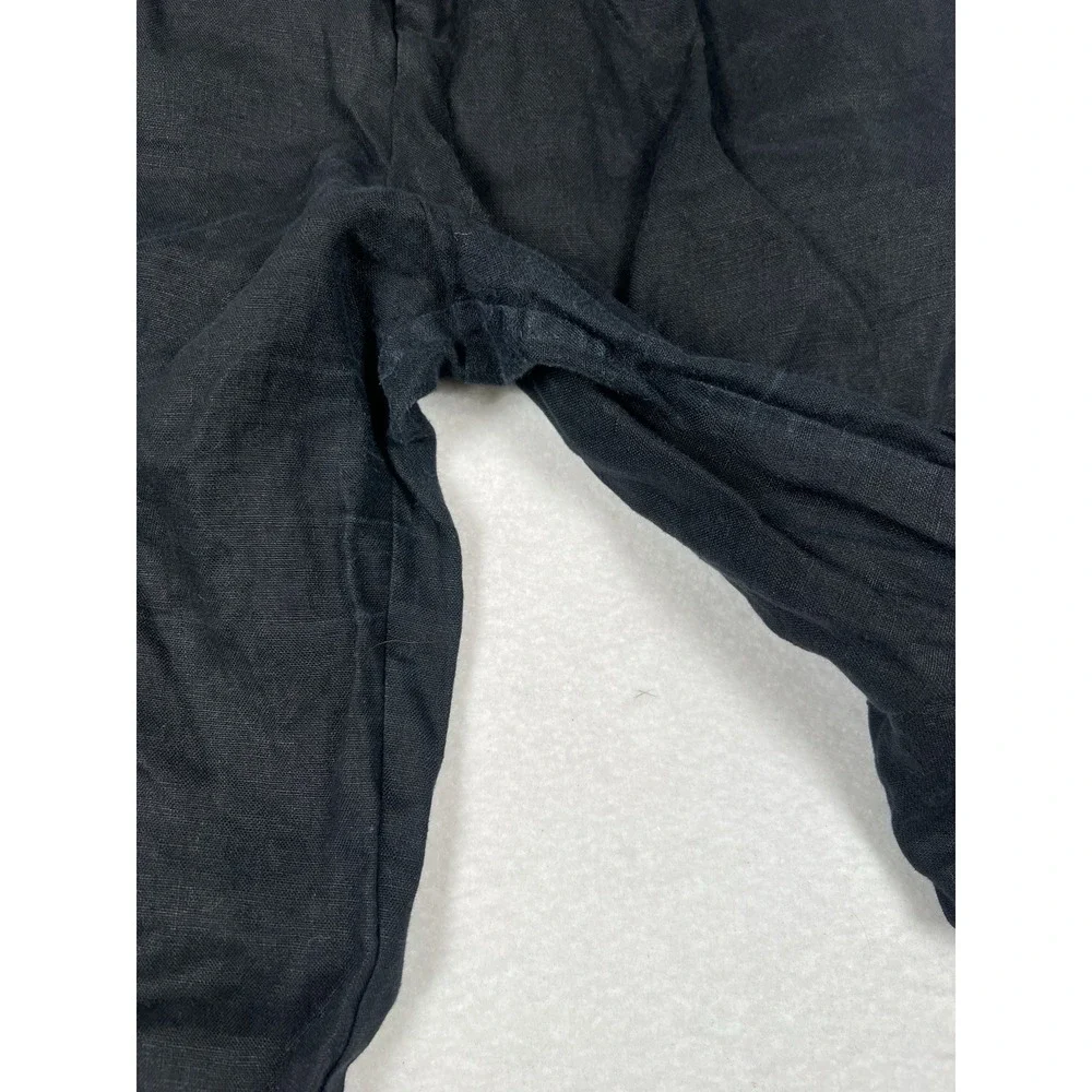 Reformation 100%‎ Linen Pants Women's 6 Black Straight Leg High Rise Pleated Zip